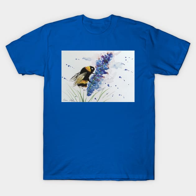 Bumble bee and Blue Lavender T-Shirt by Casimirasquirkyart